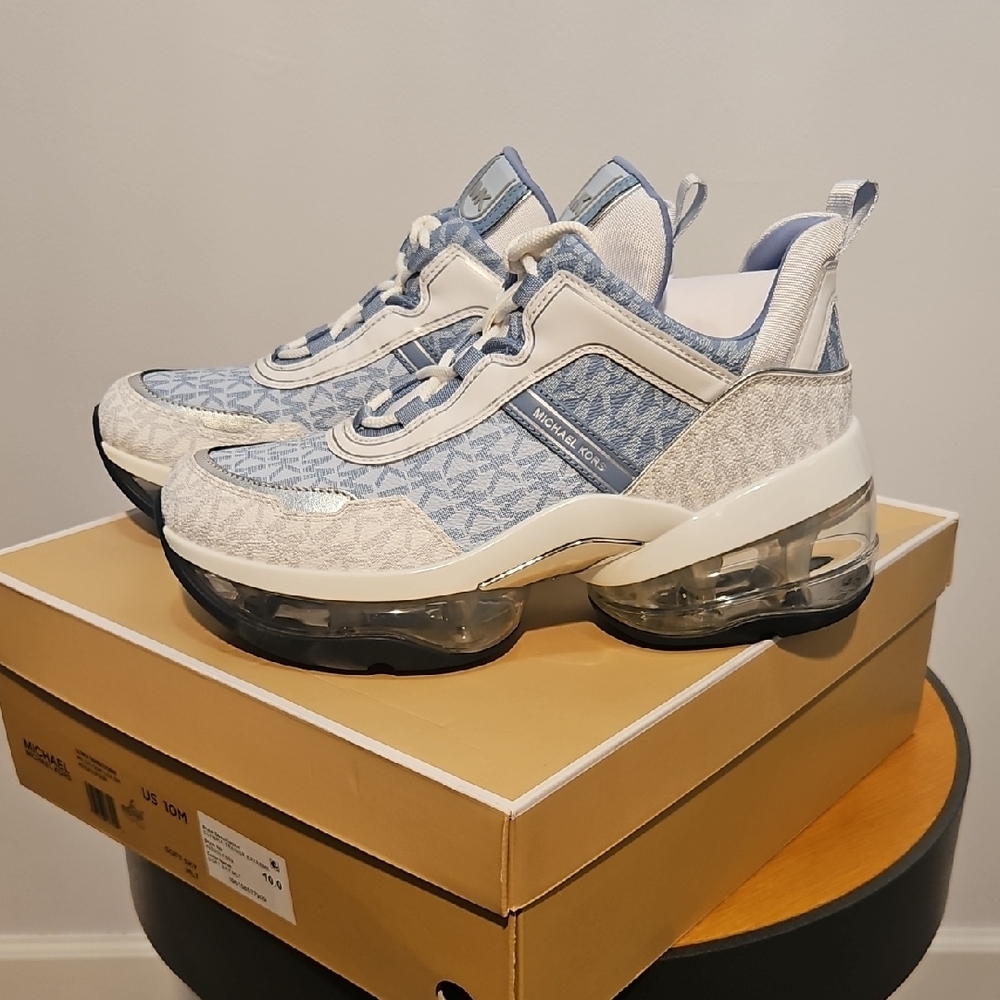 Michael Kors Denim and White High-Top Sneakers - Picture 4 of 10